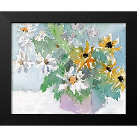 Daisies and Black Eyed Susans I Black Modern Wood Framed Art Print by Dixon, Samuel