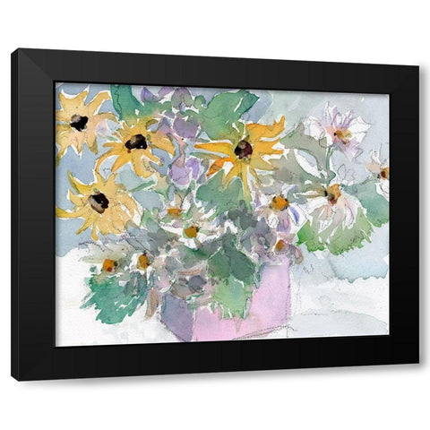 Daisies and Black Eyed Susans II Black Modern Wood Framed Art Print by Dixon, Samuel