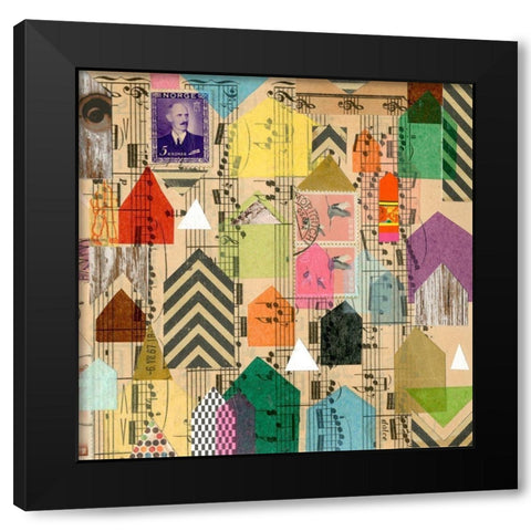 Stamped Houses II Black Modern Wood Framed Art Print by Galapon, Nikki
