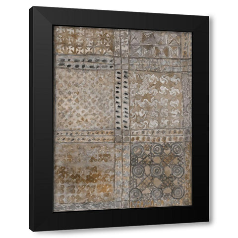 Aged Adinkra Cloth I Black Modern Wood Framed Art Print by Dixon, Samuel