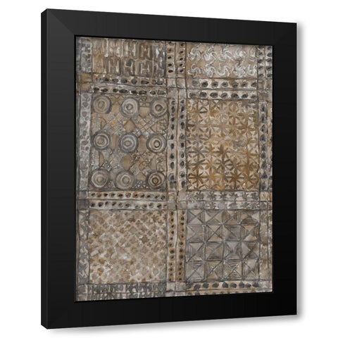 Aged Adinkra Cloth II Black Modern Wood Framed Art Print by Dixon, Samuel