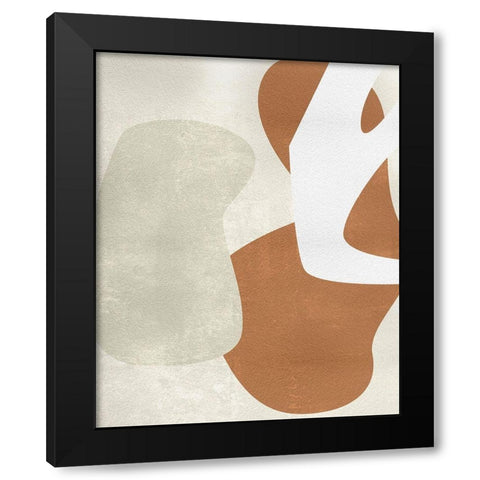 Beige Structure I Black Modern Wood Framed Art Print with Double Matting by Wang, Melissa