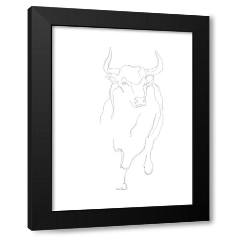 Bull Contour I Black Modern Wood Framed Art Print with Double Matting by Harper, Ethan