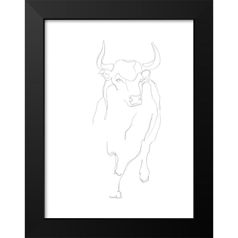 Bull Contour I Black Modern Wood Framed Art Print by Harper, Ethan