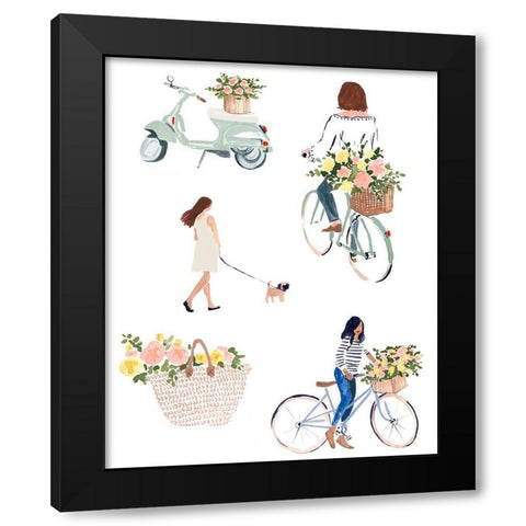 Bring Home Flowers II Black Modern Wood Framed Art Print by Borges, Victoria