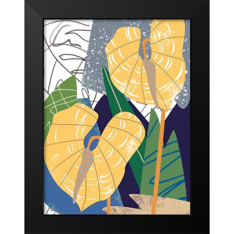 Laceleaf Wind II Black Modern Wood Framed Art Print by Wang, Melissa