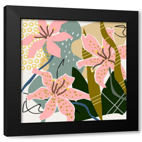 Lily Valley II Black Modern Wood Framed Art Print with Double Matting by Wang, Melissa