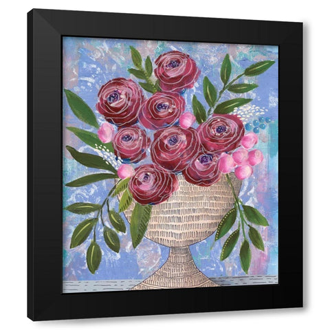 Rosa Bouquet II Black Modern Wood Framed Art Print with Double Matting by Moore, Regina