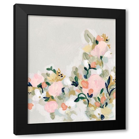 Blushing Blooms I Black Modern Wood Framed Art Print by Vess, June Erica