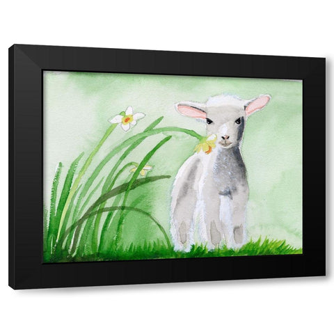 Baby Spring Animals IV Black Modern Wood Framed Art Print with Double Matting by Ludwig, Alicia