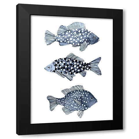 Blue Fish I Black Modern Wood Framed Art Print with Double Matting by Scarvey, Emma