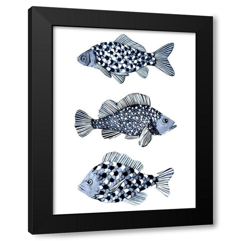 Blue Fish II Black Modern Wood Framed Art Print by Scarvey, Emma