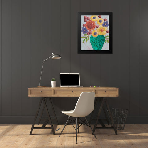 Sunny Floral I Black Modern Wood Framed Art Print by Moore, Regina