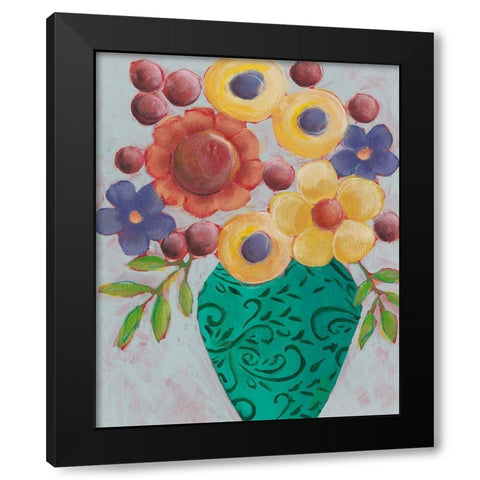 Sunny Floral I Black Modern Wood Framed Art Print with Double Matting by Moore, Regina