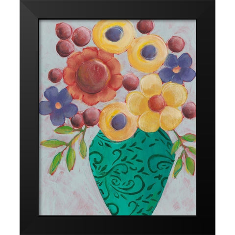 Sunny Floral I Black Modern Wood Framed Art Print by Moore, Regina