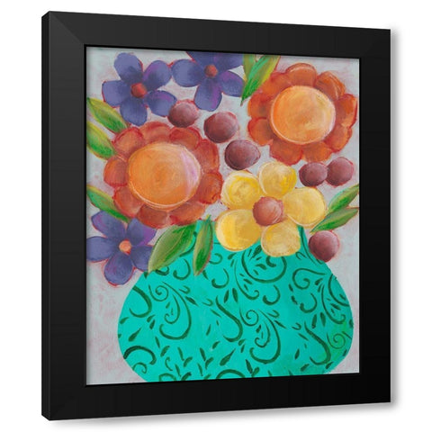 Sunny Floral II Black Modern Wood Framed Art Print by Moore, Regina