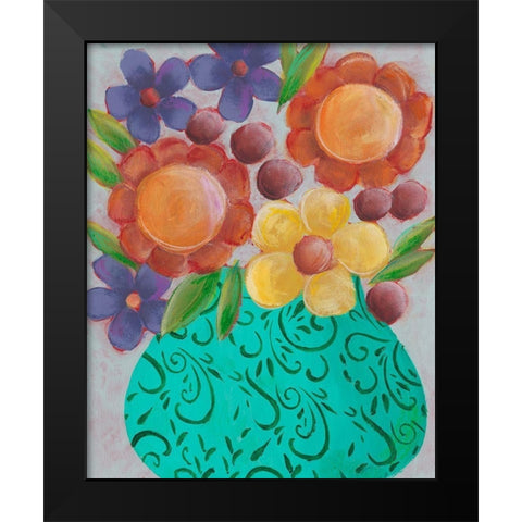Sunny Floral II Black Modern Wood Framed Art Print by Moore, Regina