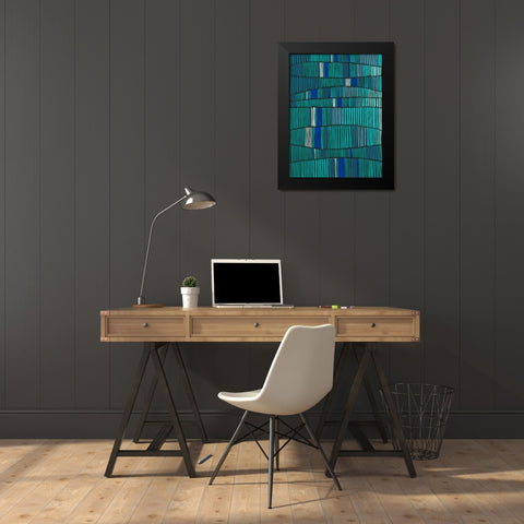 Teal Tribal I Black Modern Wood Framed Art Print by Moore, Regina