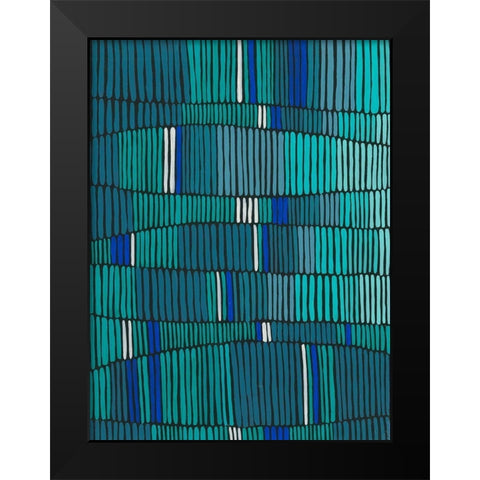 Teal Tribal II Black Modern Wood Framed Art Print by Moore, Regina