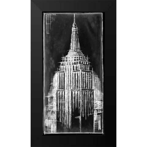 Custom Empire State Blueprint (SUN) Black Modern Wood Framed Art Print by Harper, Ethan