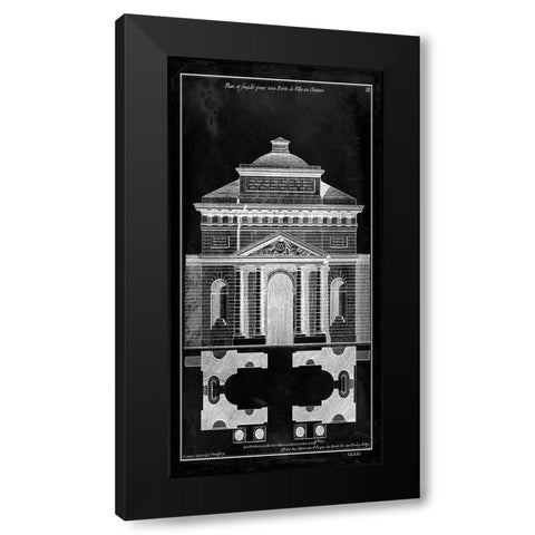 Custom Palace Facade Blueprint I (SUN) Black Modern Wood Framed Art Print with Double Matting by Vision Studio