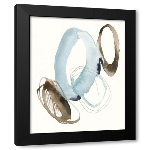 Blue and Umber Rounds II Black Modern Wood Framed Art Print by Goldberger, Jennifer