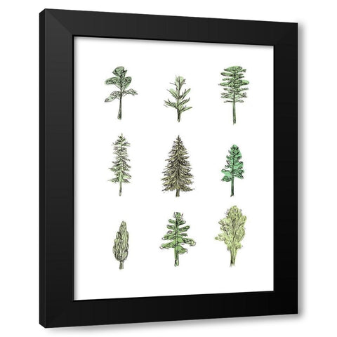 Collected Pines I Black Modern Wood Framed Art Print with Double Matting by Wang, Melissa