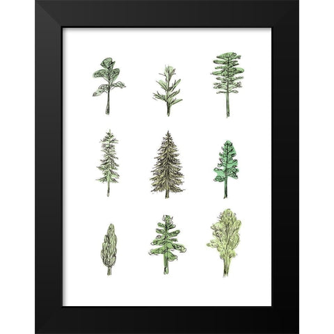 Collected Pines I Black Modern Wood Framed Art Print by Wang, Melissa