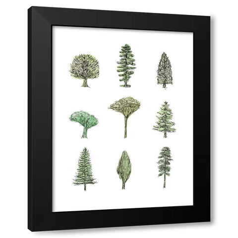 Collected Pines II Black Modern Wood Framed Art Print with Double Matting by Wang, Melissa