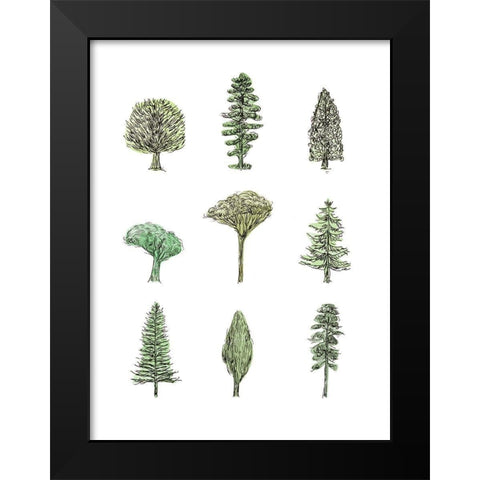 Collected Pines II Black Modern Wood Framed Art Print by Wang, Melissa