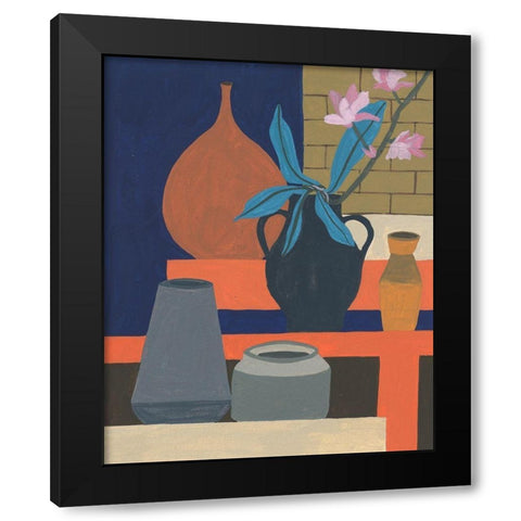 Vases on a Shelf I Black Modern Wood Framed Art Print by Wang, Melissa