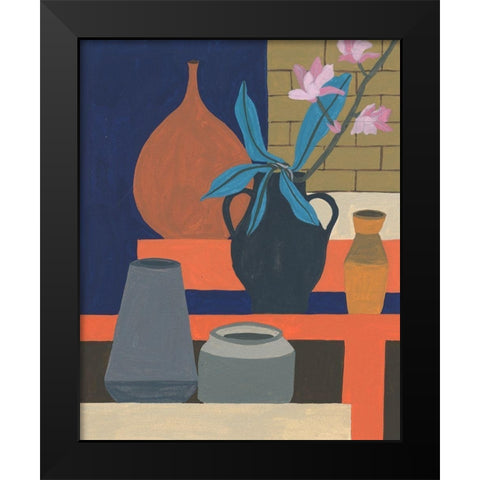 Vases on a Shelf I Black Modern Wood Framed Art Print by Wang, Melissa