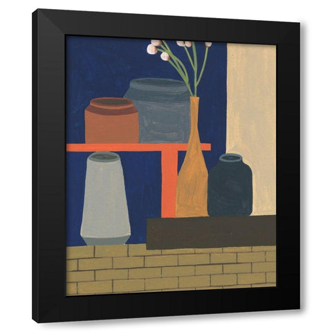 Vases on a Shelf II Black Modern Wood Framed Art Print with Double Matting by Wang, Melissa