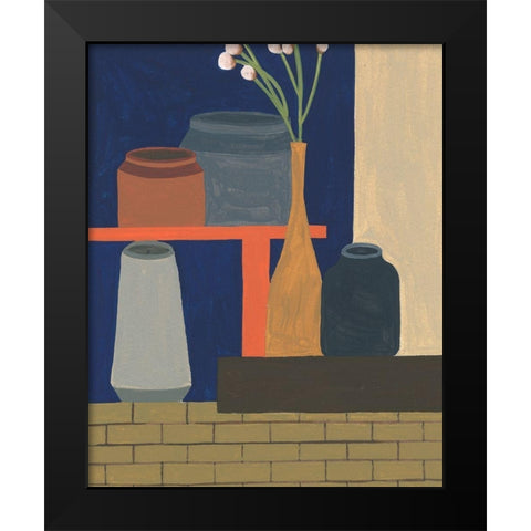 Vases on a Shelf II Black Modern Wood Framed Art Print by Wang, Melissa