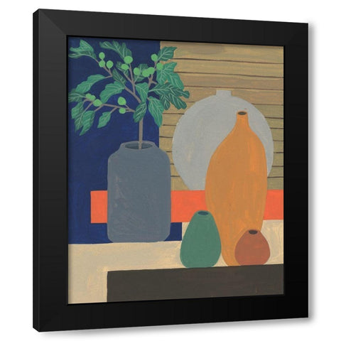 Vases on a Shelf III Black Modern Wood Framed Art Print by Wang, Melissa