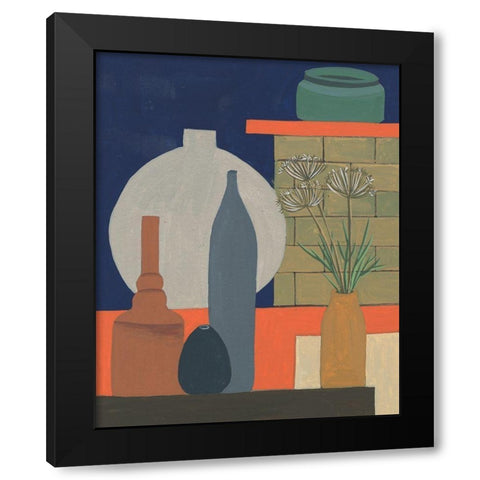 Vases on a Shelf IV Black Modern Wood Framed Art Print with Double Matting by Wang, Melissa