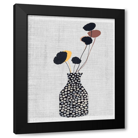 Decorated Vase with Plant II Black Modern Wood Framed Art Print by Wang, Melissa