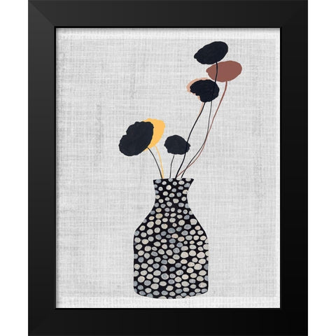 Decorated Vase with Plant II Black Modern Wood Framed Art Print by Wang, Melissa