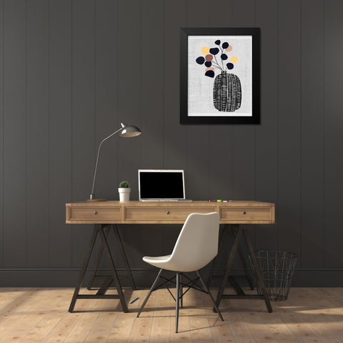 Decorated Vase with Plant III Black Modern Wood Framed Art Print by Wang, Melissa