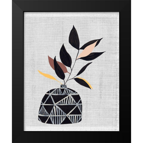 Decorated Vase with Plant IV Black Modern Wood Framed Art Print by Wang, Melissa