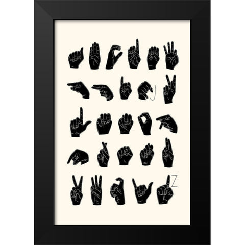 Sign Language I Black Modern Wood Framed Art Print by Scarvey, Emma