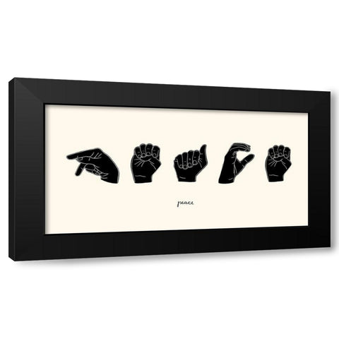 Sign Language V Black Modern Wood Framed Art Print by Scarvey, Emma