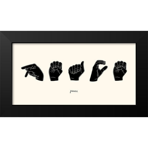 Sign Language V Black Modern Wood Framed Art Print by Scarvey, Emma