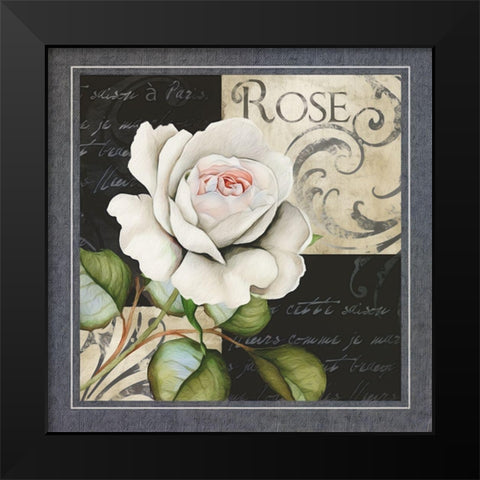 Flowers on BandW I Black Modern Wood Framed Art Print by White, Abby