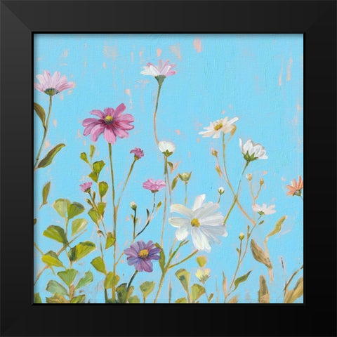 Wild Flowers on Cerulean II Black Modern Wood Framed Art Print by Iafrate, Sandra
