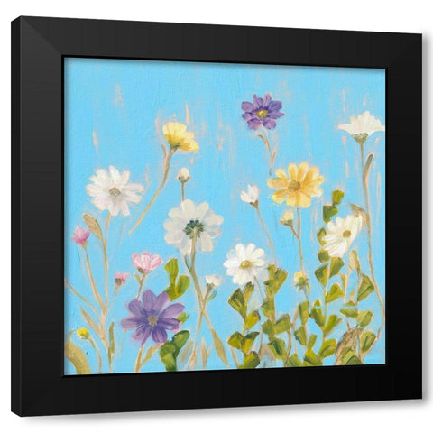 Wild Flowers on Cerulean III Black Modern Wood Framed Art Print by Iafrate, Sandra