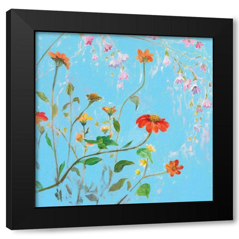 Wild Flowers on Cerulean IV Black Modern Wood Framed Art Print with Double Matting by Iafrate, Sandra