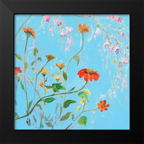 Wild Flowers on Cerulean IV Black Modern Wood Framed Art Print by Iafrate, Sandra