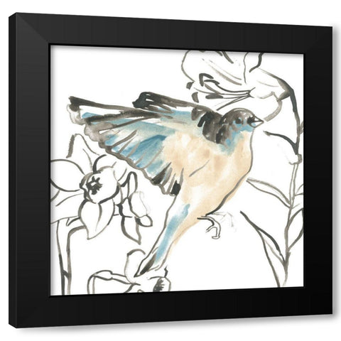 Songbird Meadow I Black Modern Wood Framed Art Print by Vess, June Erica