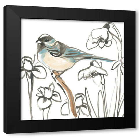 Songbird Meadow II Black Modern Wood Framed Art Print with Double Matting by Vess, June Erica